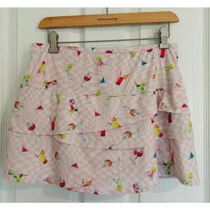 Lucky In Love Cocktail Medley Skort Skirt Pink Medium Athletic Golf Scallop